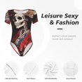 thumbnail image 4 of Kdxio Geisha Skeleton With Flowers for Women's Short-Sleeved Onesie Stylish Round Neck Pajamas Bodysuit Jumpsuit Nightwear-XX-Large, 4 of 7