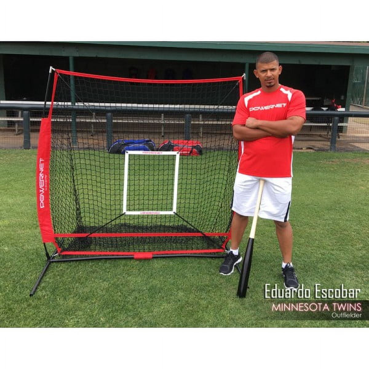PowerNet Baseball Net Bundle, 5x5 Hitting & Pitching Net with Baseball Tee, Softball Baseball Training Equipment, Weighted Ball & Bag