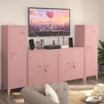 thumbnail image 2 of Locker Storage Cabinet for Employees Kids Locking Metal Office Storage Cabinet for School Gym Pantry Kitchen (Pink), 2 of 9