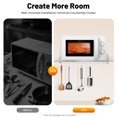 thumbnail image 6 of Stainless Steel Wall Mount Microwave Shelf, 60cm Heavy Duty Kitchen Organizer Rack with 12 Hooks for Spices & Utensils, Space Saving Storage for Microwave Oven in Apartments, 6 of 15