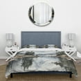 thumbnail image 3 of Designart "Minimalism Forest Silent Reflection in Green and Blue" Landscapes Bedding Covert Set - Minimalism Green Abstract Bed Set With 2 Shams, 3 of 6