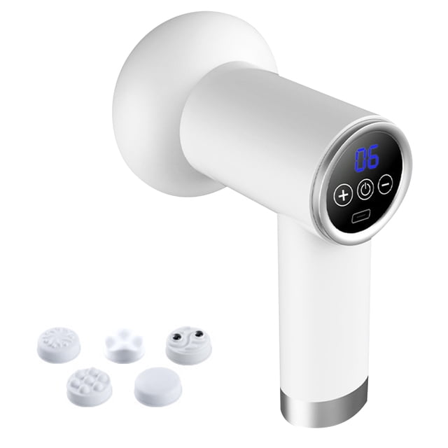 Tignapoo Portable Handheld Cellulite Massager with 5 Interchangeable Heads for Body Shaping, Neck, Shoulder, and Waist Relief - SL630 LCD Model in White