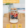 thumbnail image 2 of B&B Farmhouse Overnight Oats Containers with Lids Glass - 16 oz Mason Jars for Overnight Oats - Ideal Chia Seed Pudding Jars - Glass Jars with Lids for Food - Overnight Oats Jars with Bamboo Lids, 2 of 7