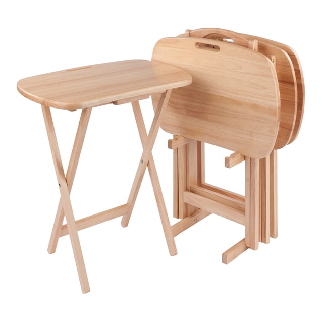 Lucca 4 Tables à Collation avec Support de Rangement en Fini Naturel