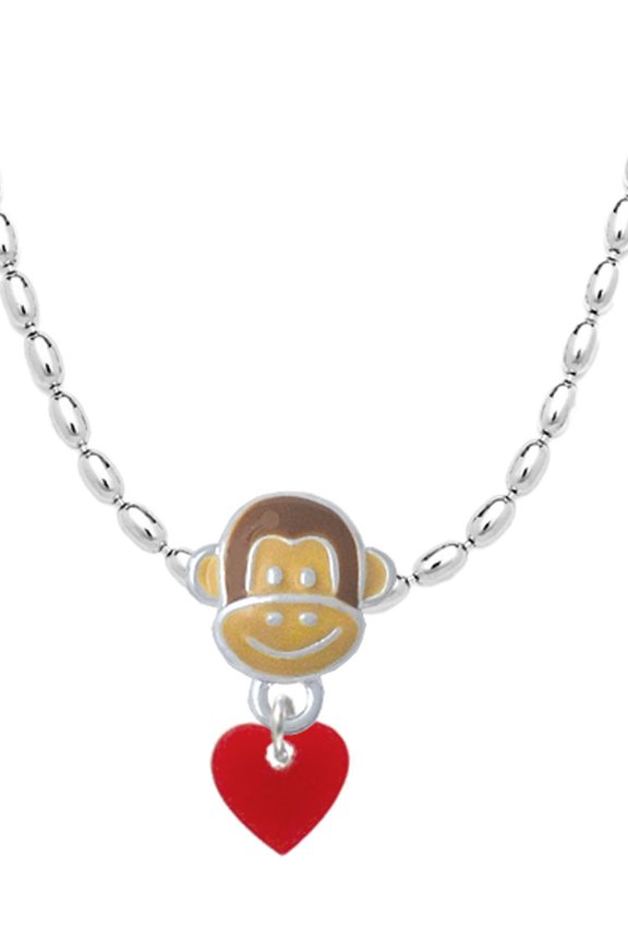 Acrylic 5/16" Maroon Heart Mia Monkey Charm Necklace