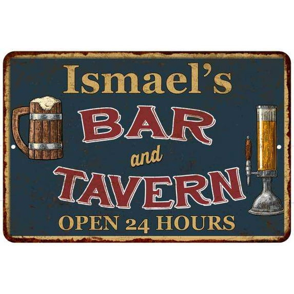 Ismael's Green Bar & Tavern Gift Rustic Sign 12 x 18 Matte Finish Metal 112180047499