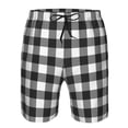 thumbnail image 4 of Kdxio Black White Plaid Pattern Mens Casual Shorts - Drawstring Summer Beach Sports Shorts for Men, 4 of 9