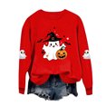 thumbnail image 7 of DJDLJWCJ Girls Halloween Fleece Sweatshirt Long Sleeve Crew Neck Oversized Graphic Pullover Kids Fall Casual Halloween Sweatshirts Red Size 9, 7 of 7