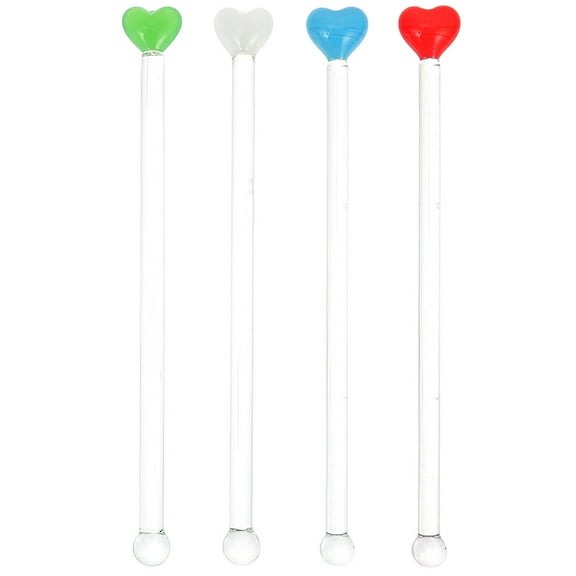 KAKOWELY Stirring Rod Glass Green 4Pcs 6.88X0.79X0.39in Elegant Heart Design Weddings