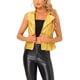 thumbnail image 1 of INSPIRE CHIC Chaleco sin mangas de mujer con cuello alto y cremallera de metal brillante S Oro, 1 of 5