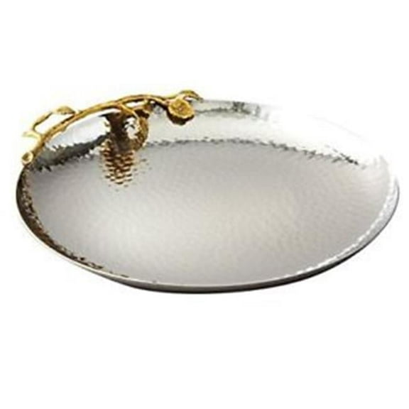 Leeber 70024 10.75 in. Golden Vine Hammered Round Tray
