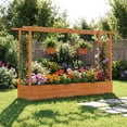 thumbnail image 3 of Patiojoy 1pc Raised Garden Bed with Trellis Wood Elevated with Hanging Roof  Planter Box Drainage Holes for Climbing Plants Flowers Vegetables, 3 of 9