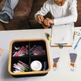 thumbnail image 6 of Evideco French Home Goods Collapsible Polyester and Bamboo Storage Baskets with 4-Compartment Organizer, Black, 6 of 8