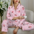 thumbnail image 6 of Pofeuu Floral Strawberr Print Womens Pajamas Set Long Sleeve Sleepwear Button Down Nightwear Soft Pj Lounge Sets Button Down Pajamas Women-Large, 6 of 7