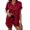 Wine, variant on ManxiVoo Women's Short Sleeve Button Down Pajama Set Comfy Boyleg Shorts Lounge Wear for Fall Season Chic Elastic Waist L Size Blackish Green