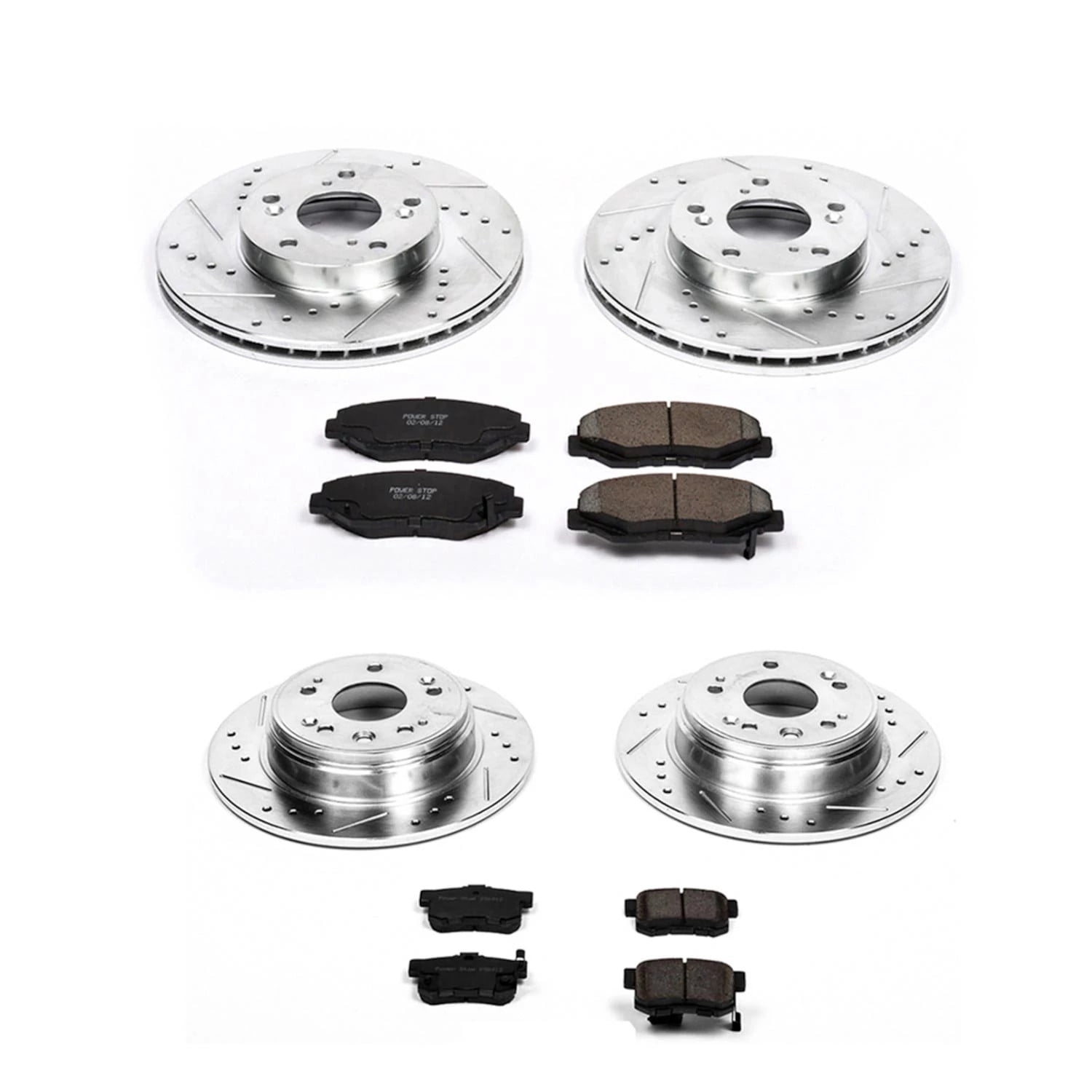 PowerStop Front and Rear Z23 Evolution Sport Carbon-Fiber Ceramic Brake Pad and Drilled & Slotted Rotor Kit Fits: HONDA Select Models K6171