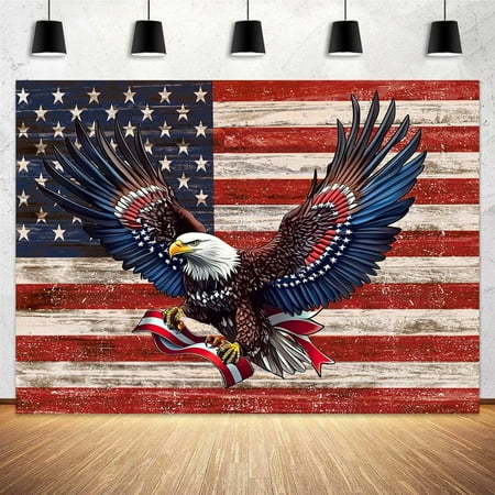 10 x 6.5 ft 4th of July Independence Day Backdrop Flag Eagle Memorial Veterans Day Photography Background Holiday Independence Day Banner Patriotic Decorations and Supplies for Home Party