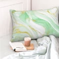 thumbnail image 4 of KLL Green And Gold Abstract Marble Pillow Covers Envelope Closure,Super Soft and Cozy Fuzzy Fleece Pillow Case Cover 20"x30", 4 of 5