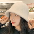 thumbnail image 4 of LinYooLi Version Of The Internet Celebrity In Rabbit Hair Bucket Hat Female New Knit Hat Plush Fisherman Hat Warm Pure Color Pot, 4 of 8