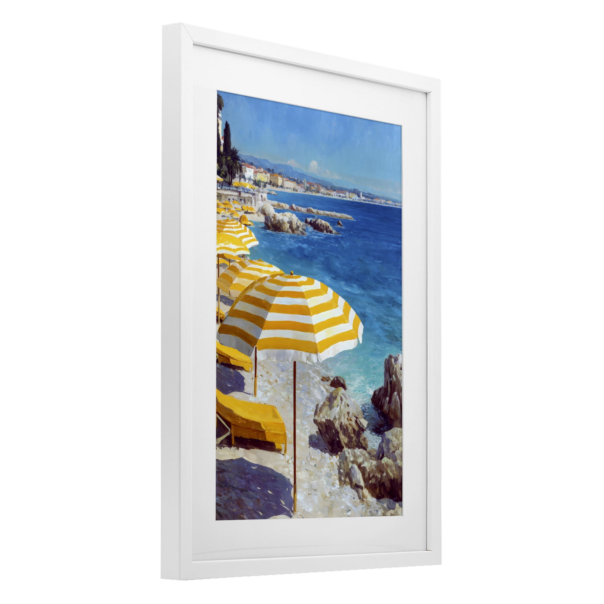 Stupell Industries Sunshine on the Shore White Framed Print Under Glass, design by Petal Prints Design
