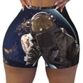 thumbnail image 2 of Gukieu Astronaut Print Women's Sports Shorts, Elastic Waist High Stretch Running Yoga Gym Sweatpants-Large, 2 of 8