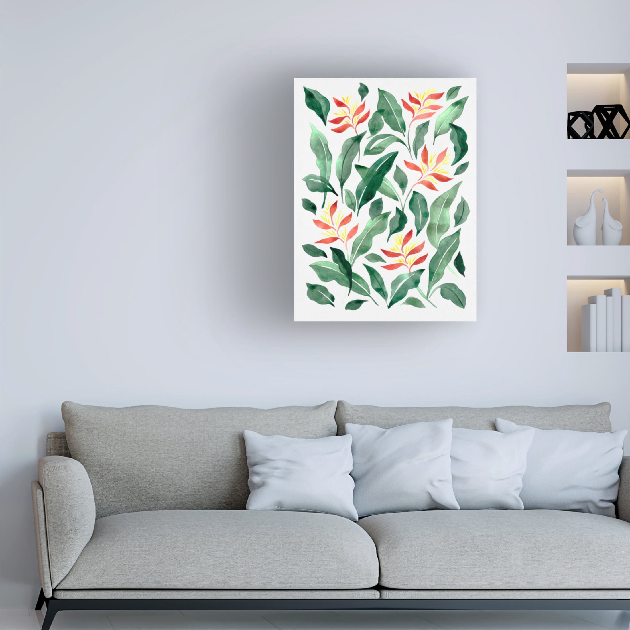 Canvas Wall Art - Cami Juncos 'Parakeet Flower' Wall Art for Living Room, Bedroom, or Office Décor by Trademark Fine Art - 14 x 19 Inches