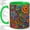 Green, variant on Colorful Floral Coffee Mug, Stained Glass Mosaic Art, Bright Daily Tea Sips