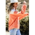 thumbnail image 3 of Orange Colorblock Half Zipper Stand Neck Sherpa Sweatshirt for Women - [ZhiHiMeRi] | (US 12-14)L, 3 of 12