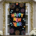 thumbnail image 6 of Colorful Letters Happy New Year Banner Firework Design New Year Display Star Pattern Festive Holiday Backdrop for New Year Party Indoor Decoration Family Gathering, 6 of 9