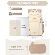 Girls School Backpack Waterproof 15.6 Inch Laptop Bookbag with Star Keychain, Lightweight School Bag with Trolley Strap and Hidden Pocket