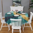 thumbnail image 2 of Teal Gold Marble Pattern Round Tablecloth 60"x60",Wrinkle Wipeable Table Cloth for Kitchen Dining Room Picnic Patio Party, 2 of 6