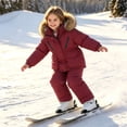 thumbnail image 2 of ATOGUTA Girls Snowsuit Hoodeed Waterproof Snow-proof Outdoor Sports Daily Winter Warm Ski Set Wine, 2 of 7