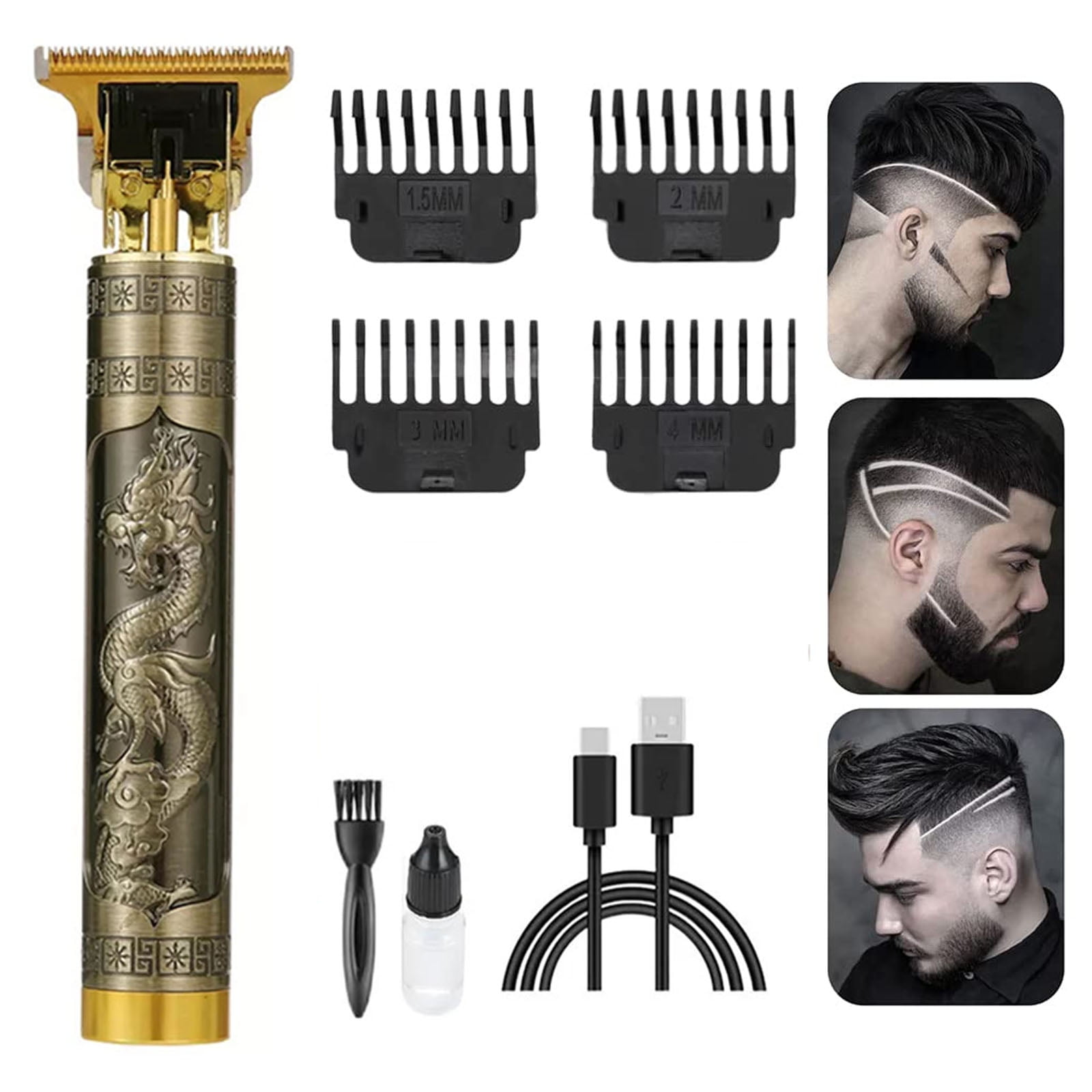 Cordless Hair Clipper Zero Gapped T Blade Trimmer Rechargeable Beard Trimmer Professional Hair Clippers with 4 Guide Combs Hair Grooming Set for Men Walmart