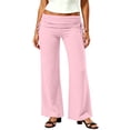 thumbnail image 2 of Women's Flare Skinny Pants Fold Over Stretchy Low Rise Leggings for Women with Pockets Lightight Athletic Workout Lounge Yoga Pants,Sizes S-3XL, 2 of 9