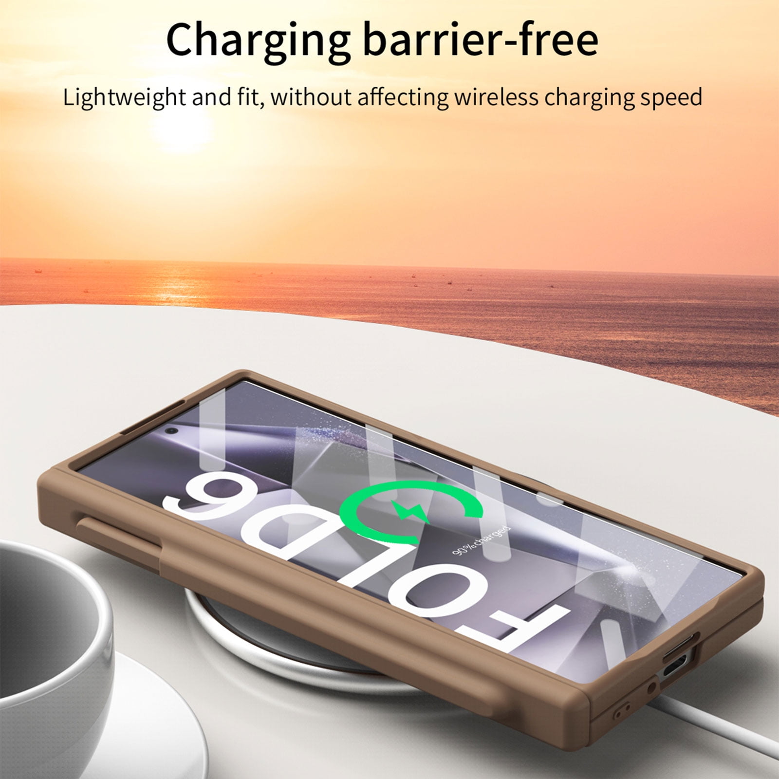 Compatible with Samsung Galaxy Z Fold 6 5G Case with Hinge Protection & Glass Screen Protector, Full Body Shockproof Wireless Charging Cover Phone Case for Samsung Galaxy Z Fold 6, Black