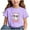 Purple-3, variant on Virmaxy (3-15y) Boys Girls Spring Summer Trendy Tops Opening Season Kids Cute Girl Printing T-Shirt Short-Sleeved Round Neck Pullover Bottoming Shirt Black-1 3 Years
