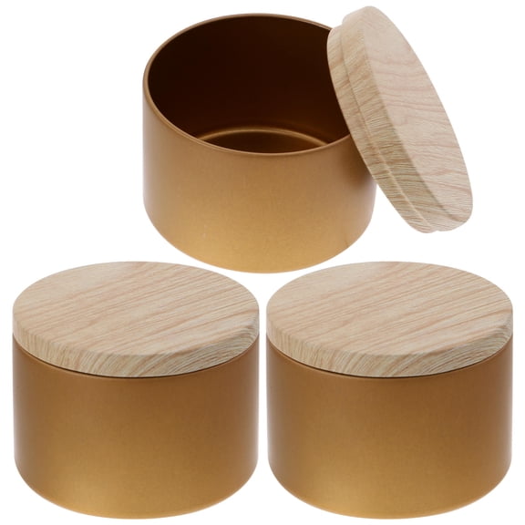 Raindrops  3 Pcs Candle Storage Container Making Jar Tins Travel Golden