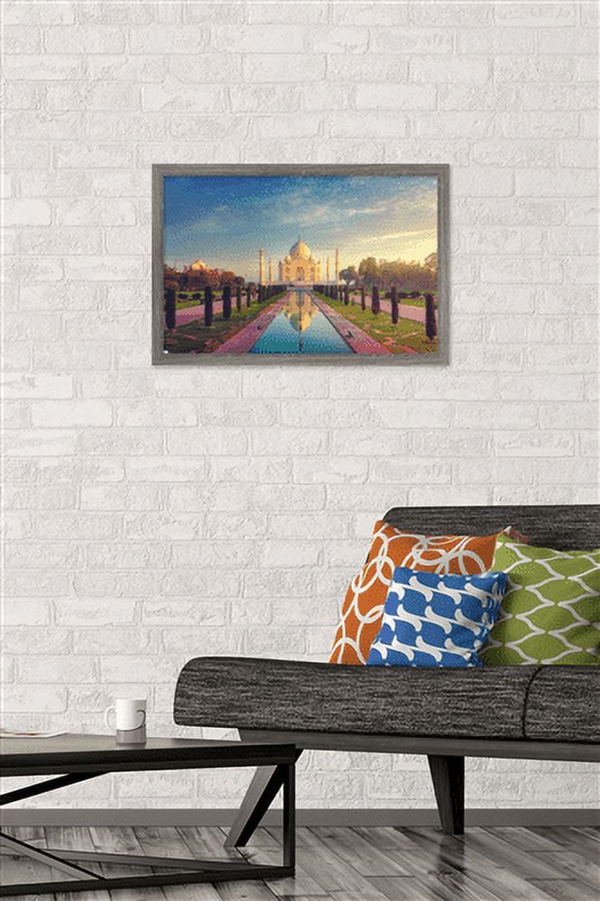 Wonders of the World - Taj Mahal Wall Poster, 14.725" x 22.375", Framed