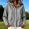 thumbnail image 2 of MaFYtyTPR Women Striped Hoodies Fashion Button Long Sleeve Casual Blouse Sun Protection Hooded Top for Women A-Black L, 2 of 5