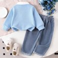 thumbnail image 5 of Curenmufel Spring Casual Attire Set for Kids Girls Long Sleeve Top Matching Denim Long Pants Everyday Outfit 4T 5T (Light Blue,4-5 Years), 5 of 9