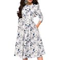 thumbnail image 1 of Simple Flavor Vestido vintage floral para mujer, elegante vestido de noche midi con mangas 3/4 (3155MS L), 1 of 5