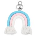 thumbnail image 4 of Llavero de macramé tejido a mano Diseño de borlas Estilo lindo Hilo de algodón Llavero decorativo bohemio para bolso Azul, 4 of 10