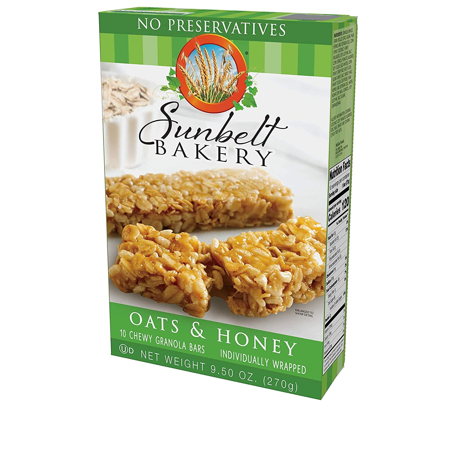 sunbelt bakery oat and honey chewy granola bars. 1.0 oz bars, 40 count
