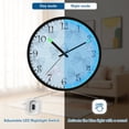 thumbnail image 5 of Voice Activated Clock with Glow Light 12 Inch Large Silent Wall Clock Battery Operated for Home Decor Pastel Blue Bows and Dots, 5 of 8