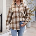 thumbnail image 4 of Towmus Womens Flannel Plaid Shirts Roll Up Long Sleeve Mid-Long Casual Boyfriend Shirts with Pockets, 4 of 7