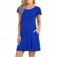 thumbnail image 1 of MSJUHEG Robes pour Femmes 2024 Robes d'Été pour Femmes 2024 Robes à Volants Manches Courtes Robe T-Shirt Col Rond Robe d'Été avec Poches Robes pour Femmes Grande Taille Robes pour Femmes Courbes Bleu L, 1 of 9