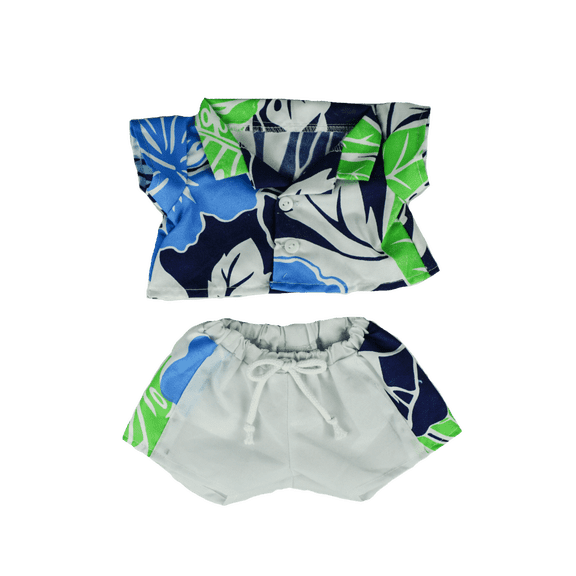 Hawaiian Shirt and Shorts for 14"-18" Plush Dolls, Tropical Dress Up Doll Clothes