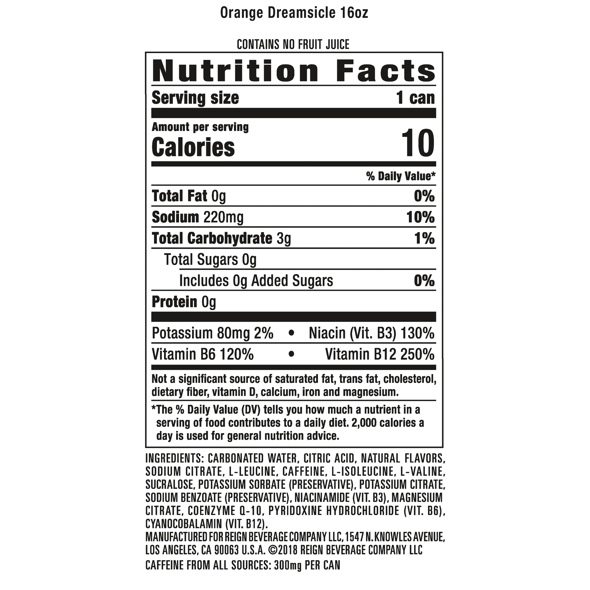 (12 Cans) Reign Total Body Fuel Energy Drink, Orange Dreamsicle, 16 fl oz ( 2 Box )