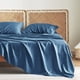thumbnail image 2 of Juego de sábanas para cama, tamaño king, rayón, bambú, color azul pavo real, 2 of 5