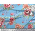 thumbnail image 3 of Soimoi Rayon Fabric Leaves & Peony Floral Print Fabric by Yard 56 Inch Wide, 3 of 3